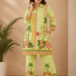 Tropical Bloom Premium Cotton Cord Set – Lime Green
