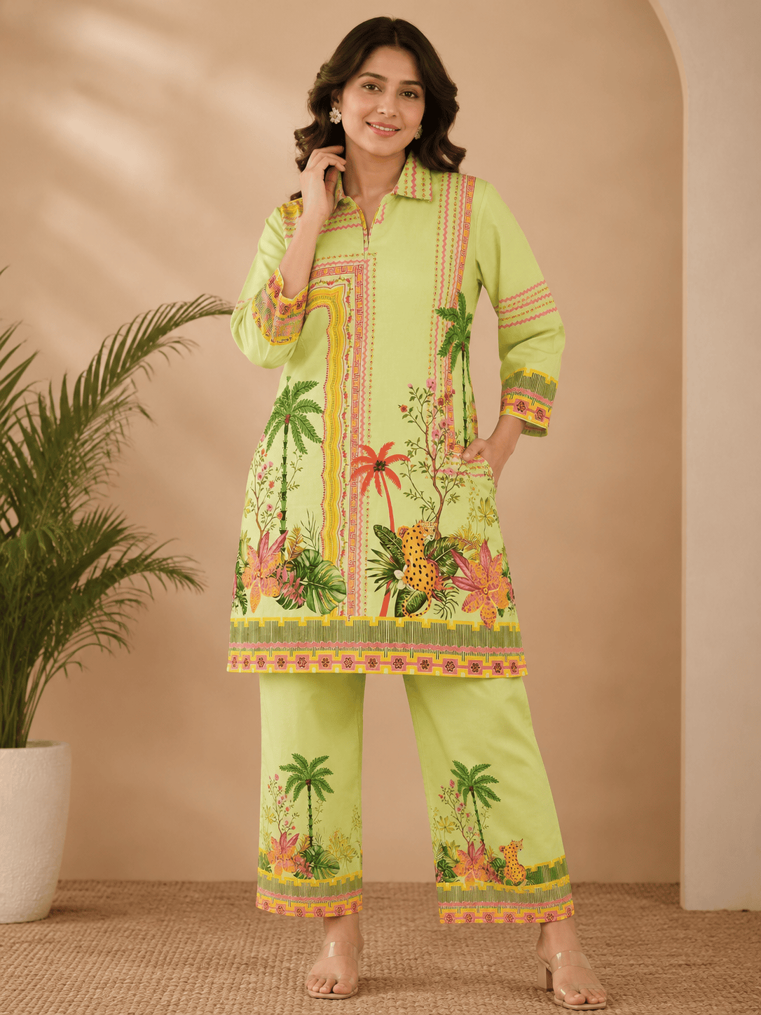 ChatGPT Image Jul 4, 2026, 08_19_32 PM Tropical Bloom Premium Cotton Cord Set – Lime Green - Image 1
