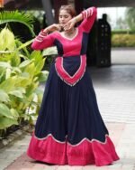 Navratri Special Navy Blue Rayon Cotton Chaniya Choli