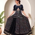 Navratri Special Black Bandhani Print Rayon Cotton Chaniya Choli