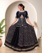 Navratri Special Black Bandhani Print Rayon Cotton Chaniya Choli