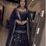 Premium Deep Navy Blue Frendy Silk 3-Piece Dress with Sequin & Zari Work
