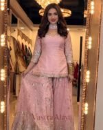 Premium Light Pink Frendy Silk 3-Piece Dress with Sequin & Zari Embroidery