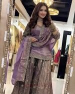 Premium Purple Frendy Silk 3-Piece Dress with Sequin & Zari Embroidery