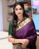 Premium Ethnic Wear Purple Lichi Silk Saree
