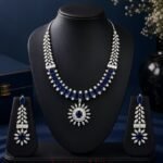 Women’s Blue Brass Silver-Plated Necklace Set