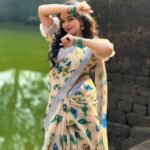 Premium Exclusive Cream Linen Cotton Saree with Digital Print