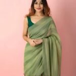 Premium Green Linen Cotton Saree with Simple Digital Print & Tassels