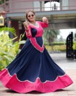 Navratri Special Navy Blue Rayon Cotton Chaniya Choli - Image 2