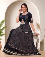 Navratri Special Black Bandhani Print Rayon Cotton Chaniya Choli - Image 2