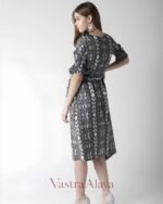 Women's Black & White Animal Print Knee-Length Dress - Image 2