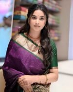 Premium Ethnic Wear Purple Lichi Silk Saree - Image 2