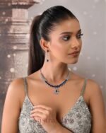 Women’s Blue Brass Silver-Plated Necklace Set - Image 2