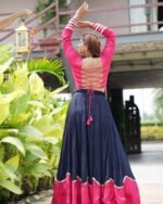 Navratri Special Navy Blue Rayon Cotton Chaniya Choli - Image 3