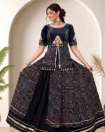 Navratri Special Black Bandhani Print Rayon Cotton Chaniya Choli - Image 3