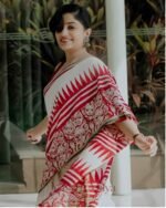 Premium Exclusive Doll Design Printed Linen Cotton Saree - Image 3