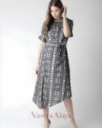 Women's Black & White Animal Print Knee-Length Dress - Image 3