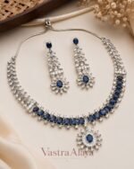 Women’s Blue Brass Silver-Plated Necklace Set - Image 3