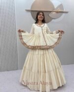 Navratri Special Off-White Pure Cotton Kediya Style Lehenga Choli - Image 4
