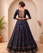 Navratri Special Black Bandhani Print Rayon Cotton Chaniya Choli - Image 4