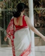 Premium Exclusive Doll Design Printed Linen Cotton Saree - Image 4