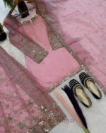 Premium Light Pink Frendy Silk 3-Piece Dress with Sequin & Zari Embroidery - Image 4