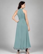 Women's Pista Polyester Solid Halter Neck Sleeveless Up-Down Dress - Image 4