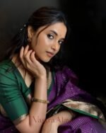 Premium Ethnic Wear Purple Lichi Silk Saree - Image 4