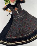 Navratri Special Black Bandhani Print Rayon Cotton Chaniya Choli - Image 5